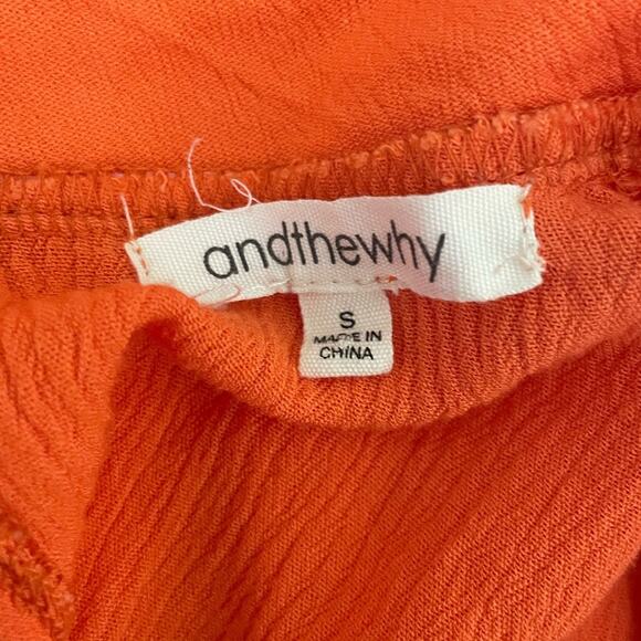 And The Why Women Tunic Top S Orange Crochet Paisley Gauzy Lace Cottage Boho Y2K - Picture 2 of 11